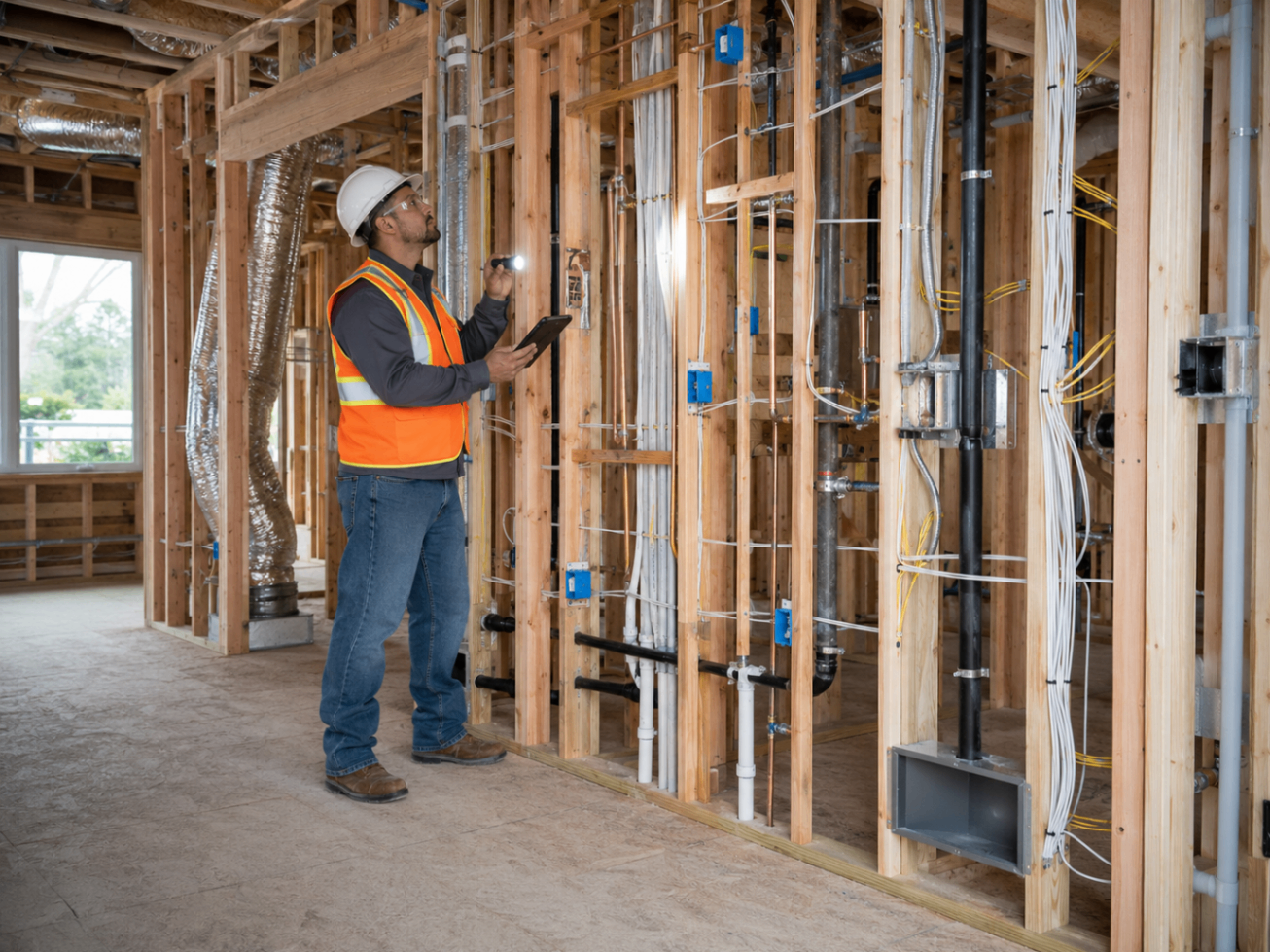 Electrical and plumbing rough-in inspection