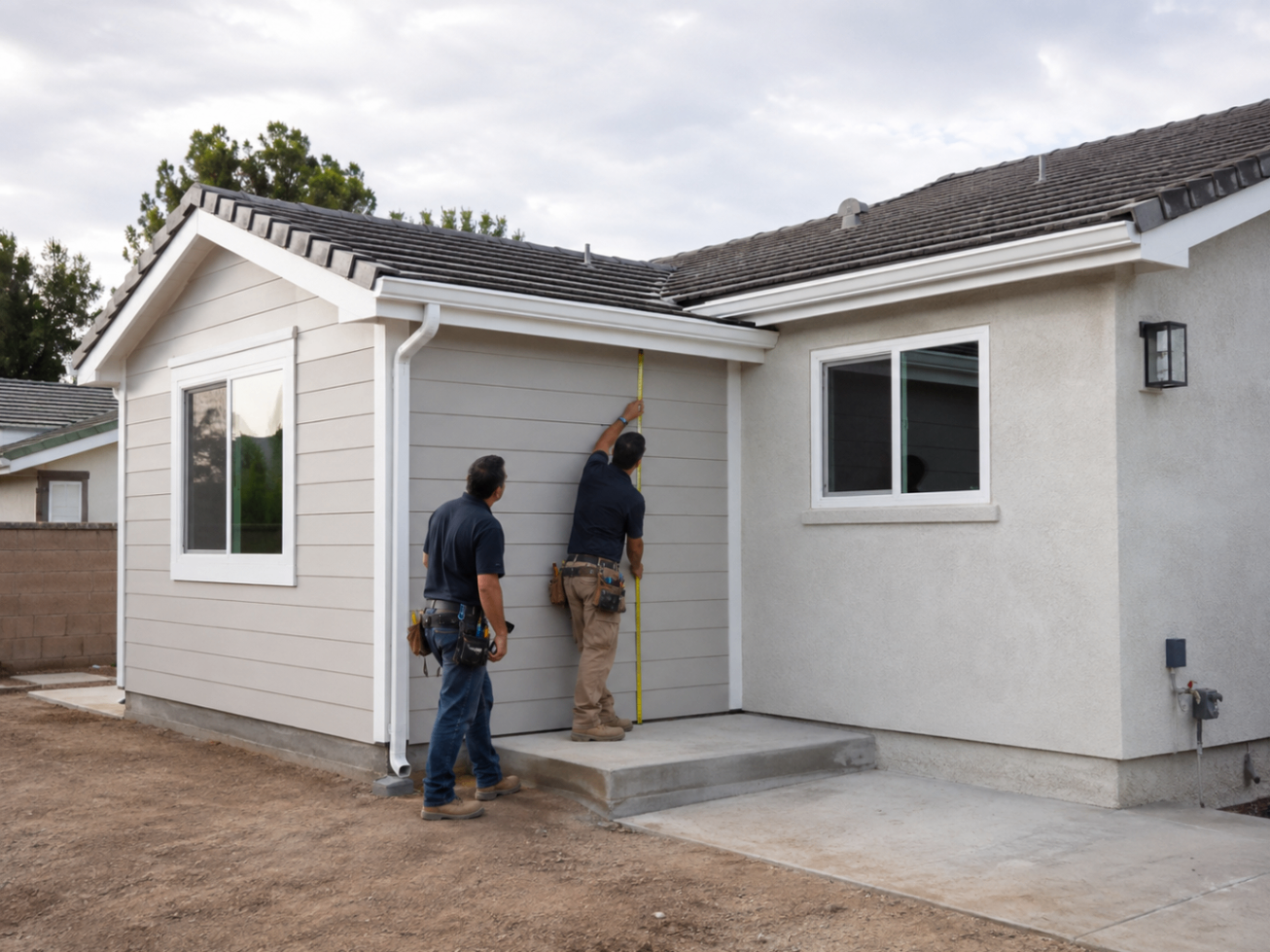 Measuring the siding of a new unit