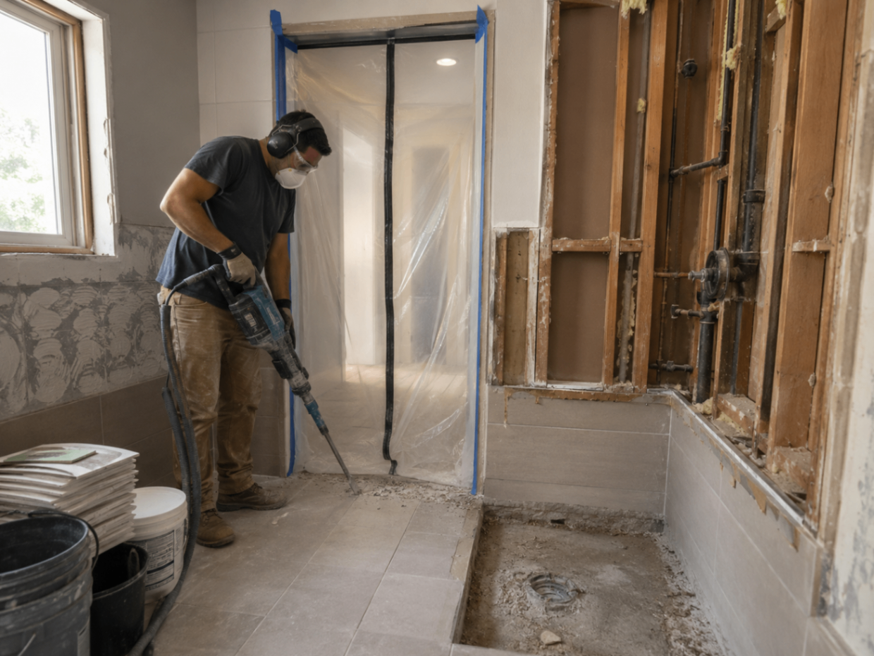 Bathroom floor demolition