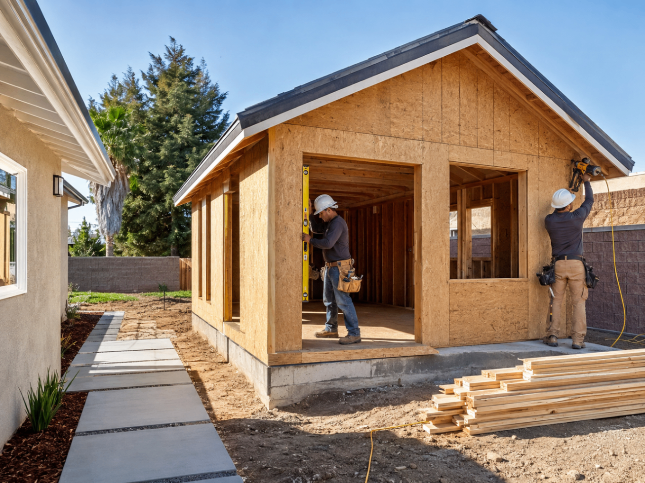 Framing a backyard ADU